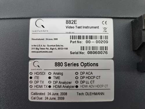 Quantum Data Video Test Generator 882E w/ITE,TME,HDMI Analyzer, HDMI ADV HDCP CT - Picture 2 of 13