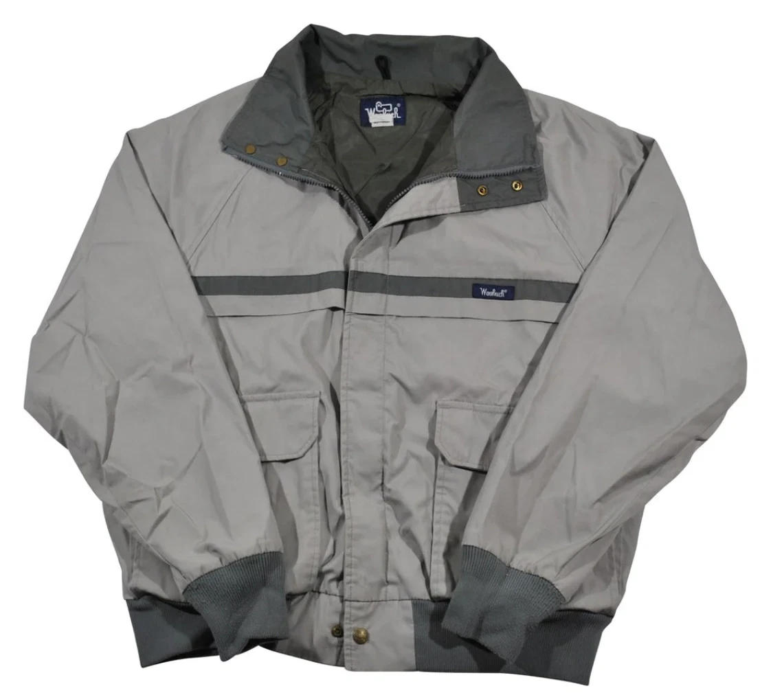 Vintage Woolrich Outdoors 90s Gray Full Zip Winter Wind Jacket Size Medium