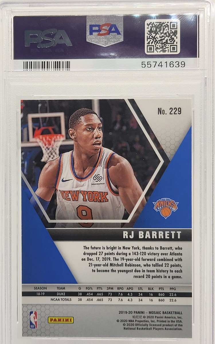 その他 RJ Barrett RC rookie auto PSA9 2019-20 Mosaic RJ Barrett Rookie RC #229 PSA 9 New York