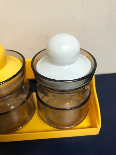 Vintage Spice Rack Jars Rainbow Multicolor Midcentury Kitchen Plastic Shelf - Picture 5 of 12