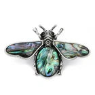 Carved Tibetan Silver Abalone Shell Bee Brooch Pendant Bead SH681