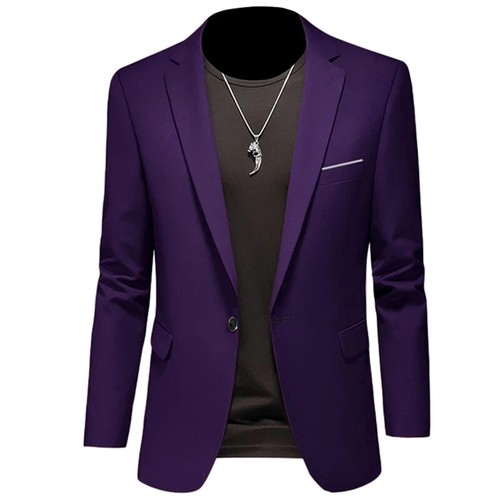 Herren Freizeit Business Slim Fit Formell Kleid Ein Knopf Blazer Jacke Anzug Mantel - Bild 19 von 38