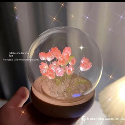 Künstliche Tulpe Blume Nachtlicht Handarbeit DIY Nachttischlampe LED Nachtlampe Bett