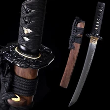 20'' Mini Katana Tanto Short Sword Clay Tempered T10 Steel Samurai Sword Sharp