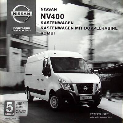264577) Nissan NV 400 - Preisliste & Extras - Prospekt 09/2015