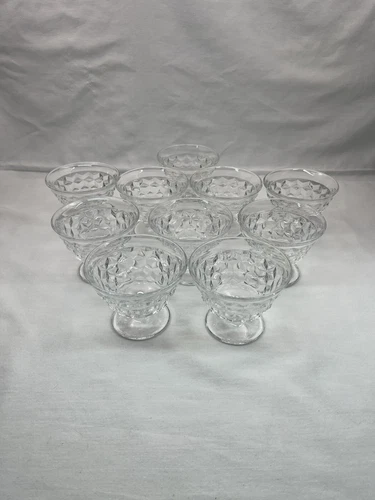 Vintage Fostoria American Low Pedestal Glass Sundae Dessert Cups Set of 10