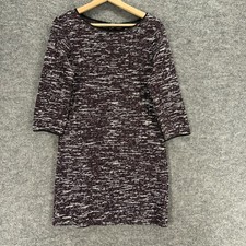 Ann Taylor Dress Women S Small Gray Shift Midi Zipper Long Sleeve Round Neck