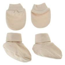 Baby Soft Cotton Face for Protection Gloves Foot Cover Set Anti Scratch Mitten S