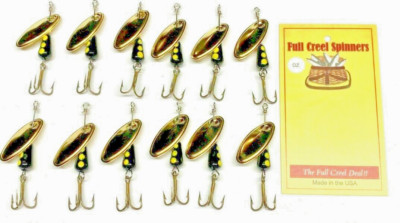 Lot Of 12 Inline Trout Spinners 1/4 OZ Bass Crappie Spinner Black Yellow Dots 