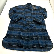BCBG MaxAzria Women M Dress Blue Plaid Button Up Roll Sleeve L120