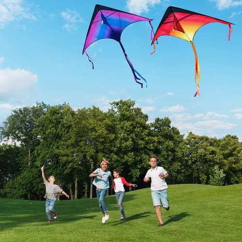 Syncfun 3 Packungen Large Delta Kite Easy to Fly Riesige Drachen Stranddrachen für Kinder - Bild 4 von 7