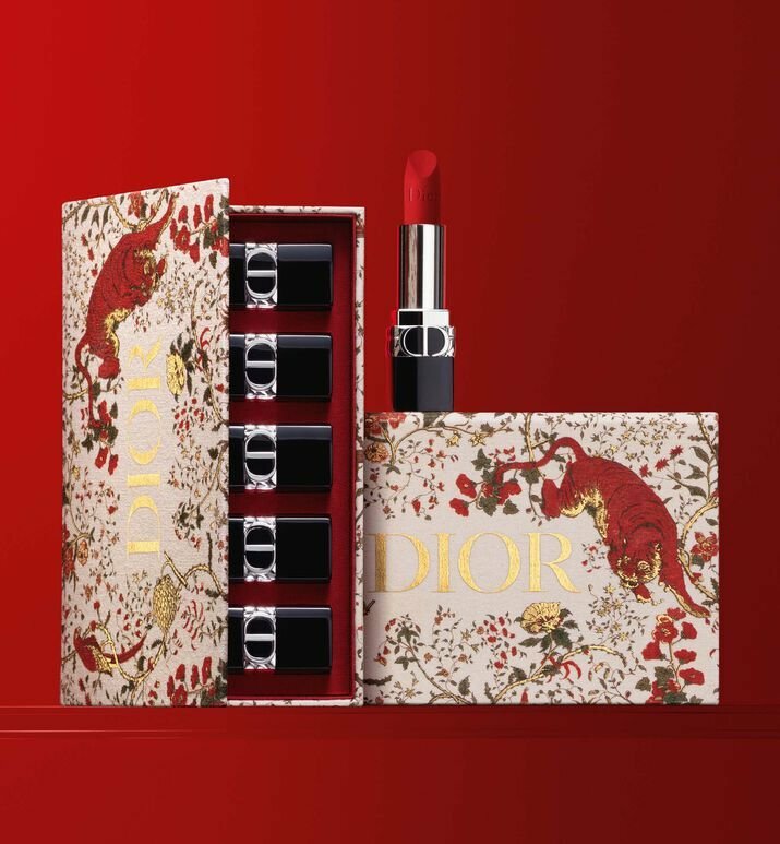 NIB DIOR LUNAR NEW YEAR 2022 6pc Set Lipstick Balm Case LE SOLD