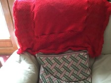 Babies Hand Knitted Shawl In Red 3ply