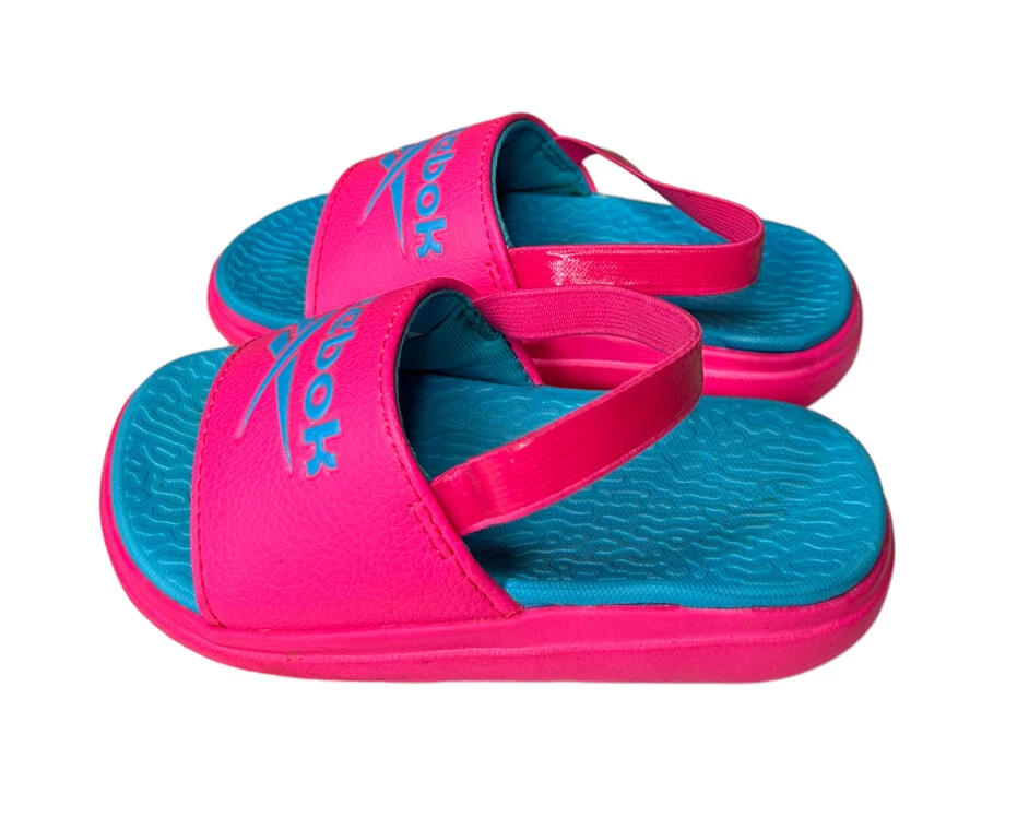 Sandalias Reebok Rosa Doble Densidad Deslizables Correa Cordones Infantil Niño Niña Talla 8 Foto 4 de 4
