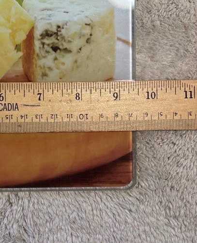 Cheese Board Set 3 Stainless Steel Knives Decorative Glass Cutting Board Gift Bo - Picture 7 of 9