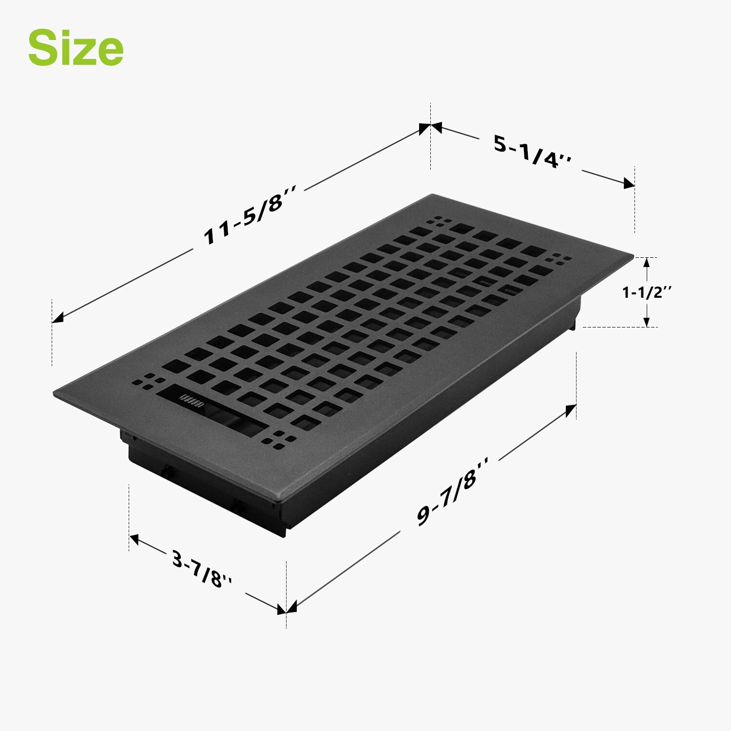 Naiture Louvered Floor Register, Mission Style Stainless Steel with Lever