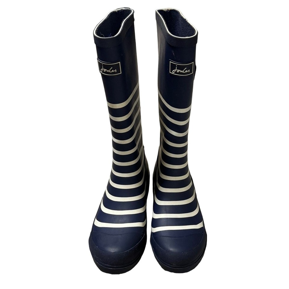 Joules Youth Welly Rain Winter Boots Navy Stripe Size 4 eBay