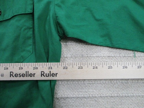 Vintage Esprit Mens Shirt Medium Green Button Long Sleeve Embroidery Cotton - Picture 8 of 10