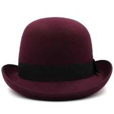 Men's Black Red Green Brown Bowler Hat Fedora Gentleman Hat 58-59cm