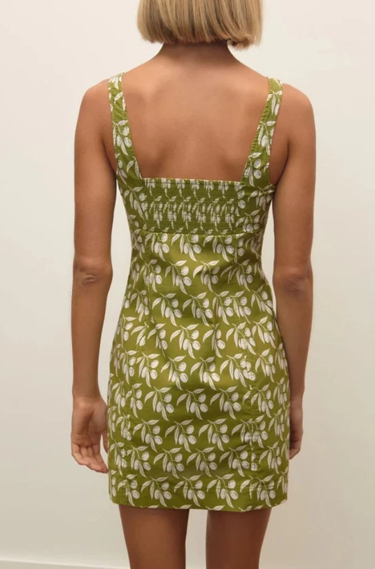 Anthropologie Maeve Bombshell Linen-Blend Mini Dress Green Olive XL $158