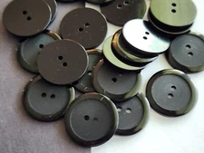 12 Black Circle 2-hole sew-through Plastic Buttons 1" 25mm 3mm rim 