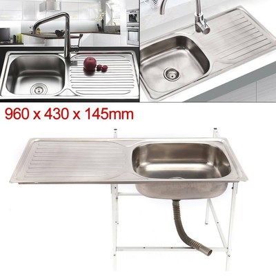 Stainless Steel Square Kitchen Sink Catering Single 1 Bowl Drainer