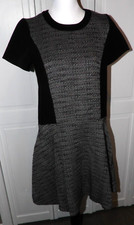 MADEWELL WOMEN'S GRAY TWEED COLOR BLOCK SHORT SLEEVES LINED DRESS SIZE 4