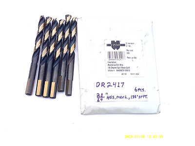 DR2417) 21/64'' DRILL BITS, HSS, MECH. LENGTH 4-1/8''OAL, RHC, 135* Sp.Pt., 6pcs