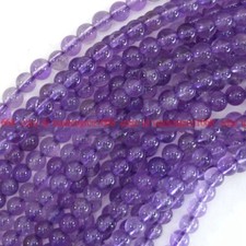 4/6/8/10/12/14mm Natural Beautiful Purple Jade Round Gemstone Loose Beads 15"