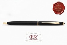 CROSS Classic Ballpoint Pen Matte Black Lacquer Gold Trim Vintage Box