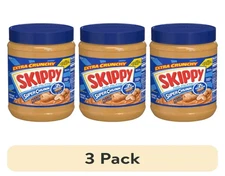 (3 pack) SKIPPY SUPER CHUNK Peanut Butter, 7 g Protein, 40 oz Plastic Jar