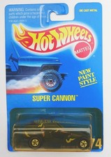 Hot Wheels SUPER CANNON Olive Green All-Blue #274 1995 MOC White sp5 Bad Blister