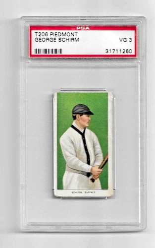 1909 T206 PIEDMONT 350 TOBACCO BASEBALL CARD PSA 3 GEORGE SCHIRM BUFFALO BISONS