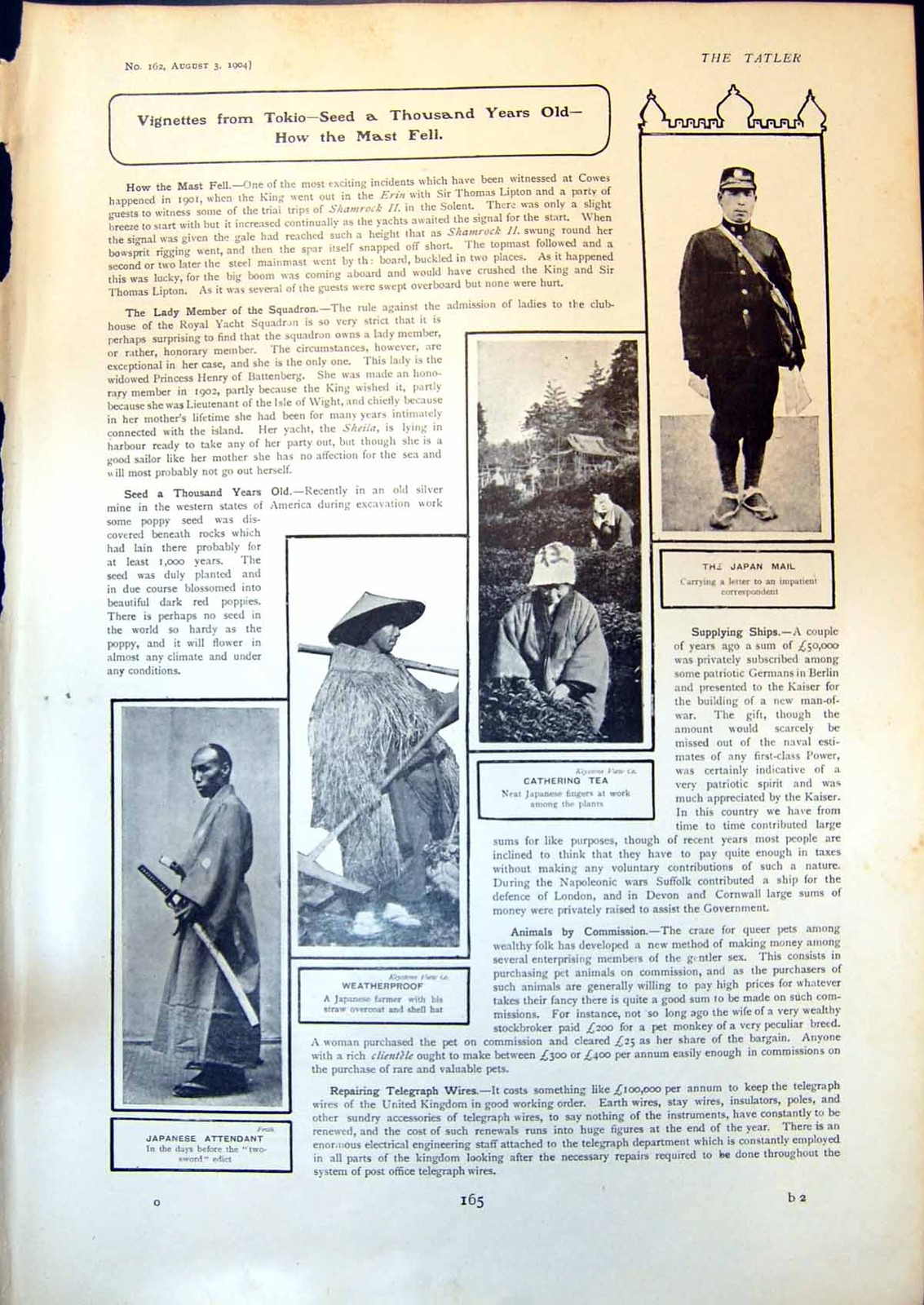 Abrigo Albert Chevalier Antiguo Tokio Japón Correo Reunión Granjero de Té