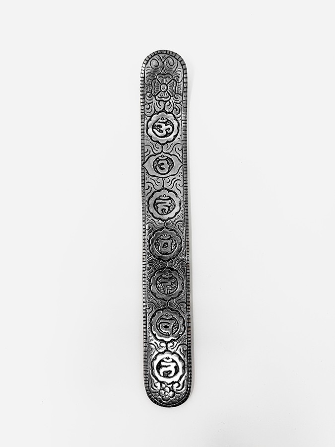 Namaste Metal Embossed Incense Holder Symbols Ash Catcher Meditation