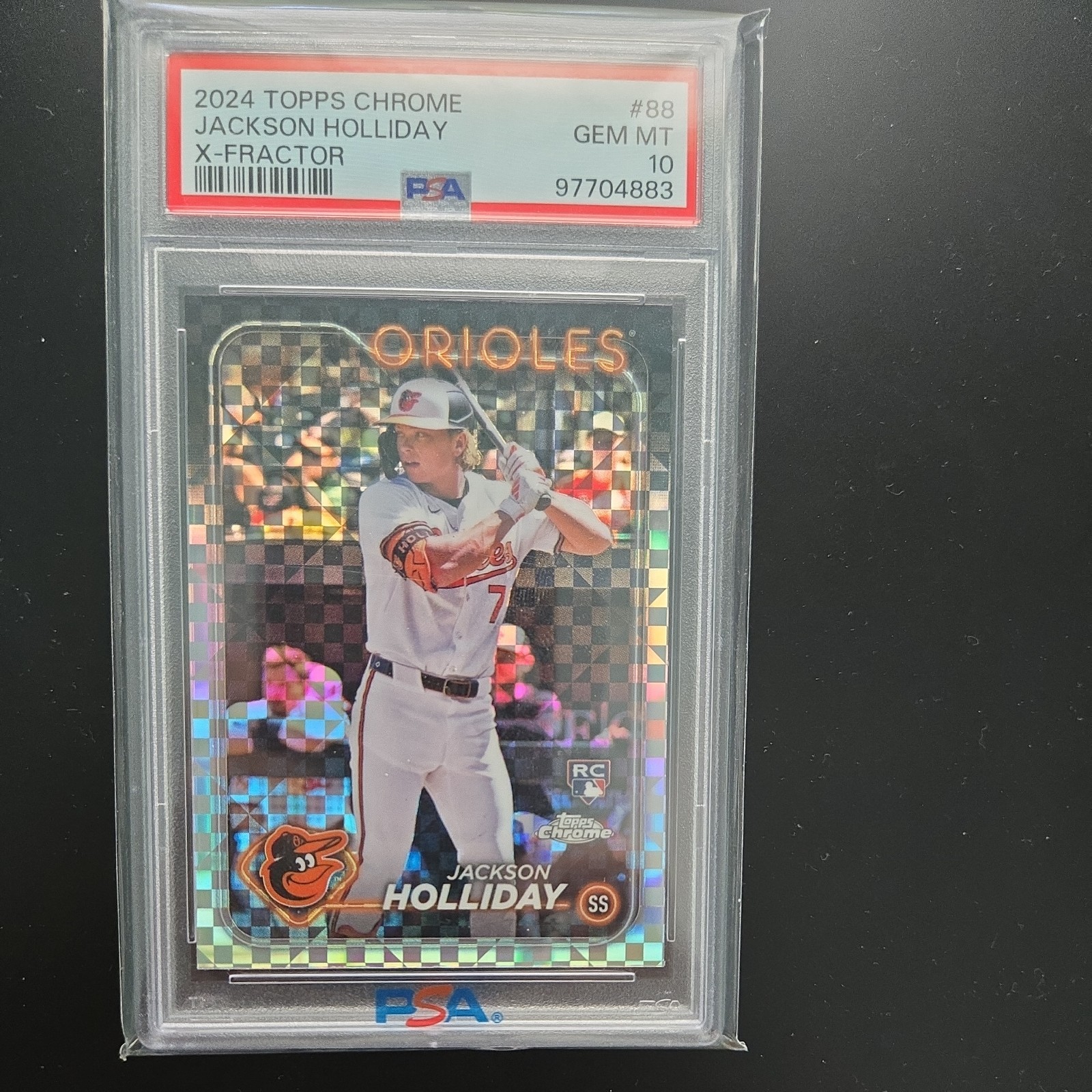 2024 TOPPS CHROME X-FRACTOR #88 JACKSON HOLLIDAY ROOKIE RC PSA 10 and extra card