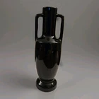 Vintage MCM Frankoma Pottery Brown Black Vase 6.5" Two Handled Bud