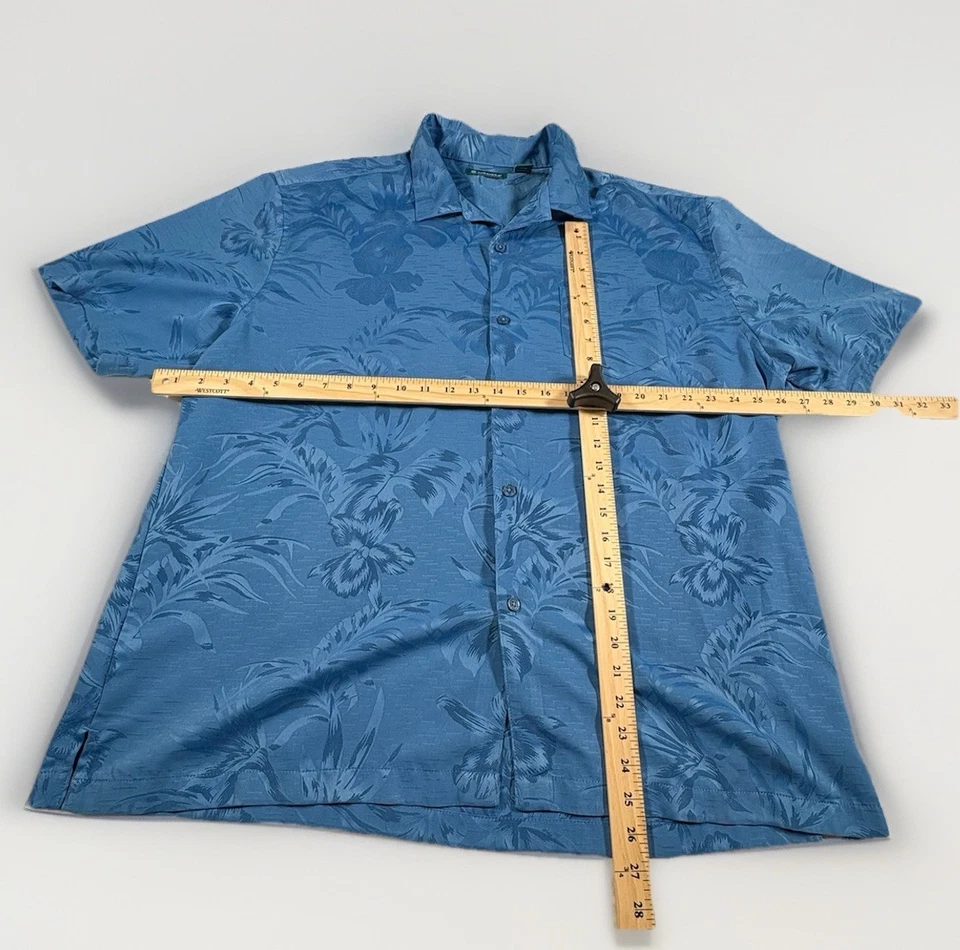 Camisa con botones Cubavera para hombre talla 2XL manga corta azul floral (A28) Foto 2 de 4