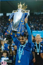 RIYAD MAHREZ SIGNED LEICESTER CITY PL CHAMPIONS 12X8 PHOTO (ACG CERT AG18863)