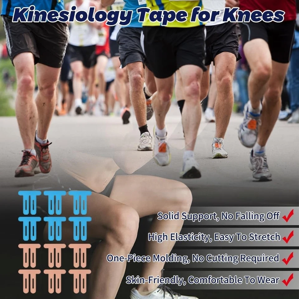 Cinta de kinesiología para rodillas, rodillas precortadas 12 piezas Foto 4 de 4