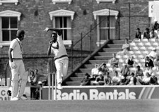 Malcolm Marshall one of West Indies fast bowlers about to unleash - Old Photo