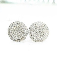 2Ct Round Lab-Created Diamond Cluster Womens Stud Earrings 14K White Gold Plated