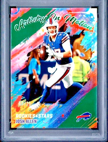 Josh Allen /25 SSP PSA 8 2025 Panini Rookies & Stars Artist Motion Green #3 JA17 view 3