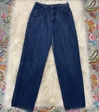 VTG 80s Calvin Klein Women's High Rise Straight Leg Mom Jeans Light Pinstripe 14