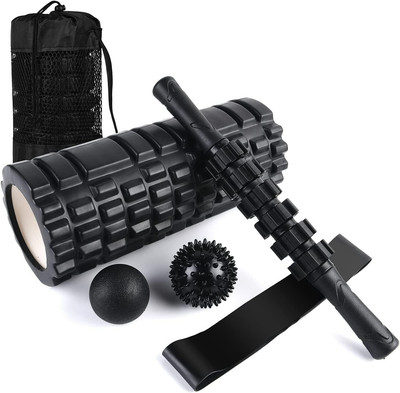 6 In1 Foam Roller Set, Trigger Point Foam Roller, Yoga Stick, Massage Ball, Fixa