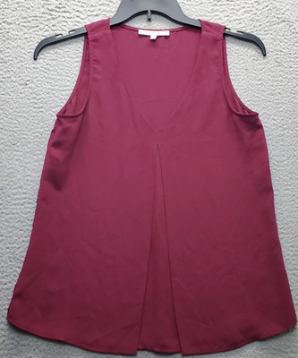 Daniel Rainn Chiffon Tank Top Women's Small Burgundy Kalia Cut Wide Strap V-Neck