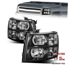 Front Headlight Assembly For 2007-2013 Chevy Silverado 1500 2007-2014 Black