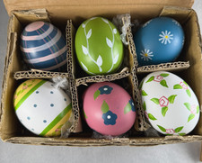 6 PACK PAINTED WOODEN EGGS