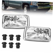 Fog Lights W/Bulbs Compatible With 2007-2015 Chevy Clear Lens
