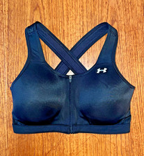 Under Armour, Front Zip High Impact Black Crossback Sports Bra, Sz Large 36-38
